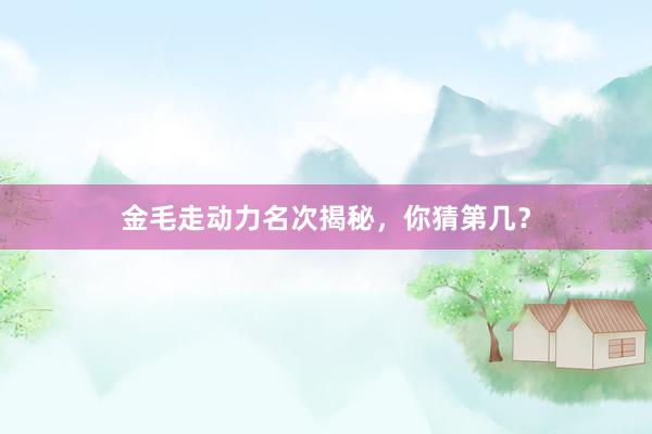 金毛走动力名次揭秘，你猜第几？
